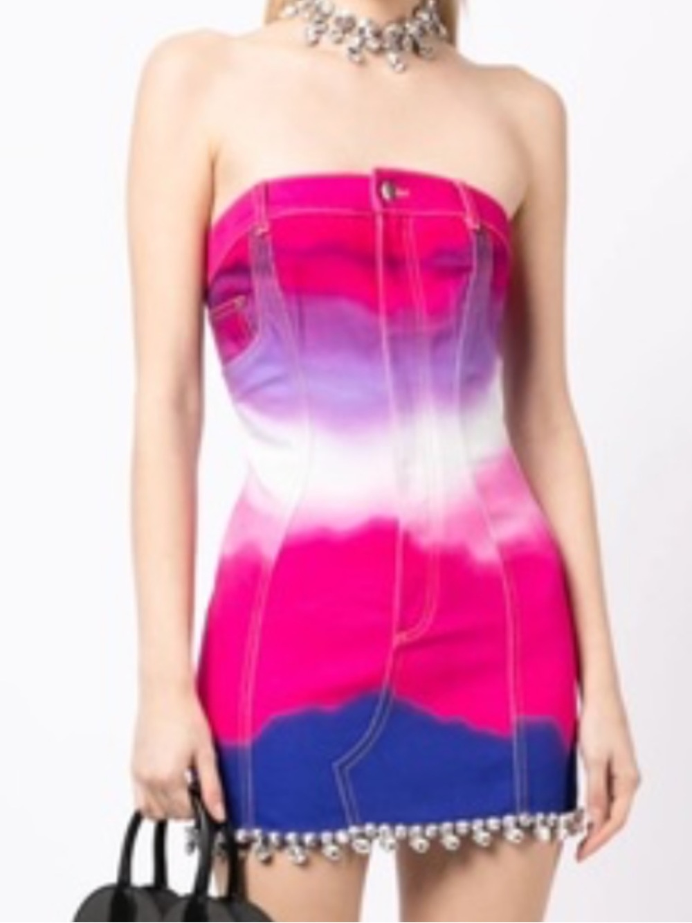 AREA - Statement Strapless Ombré Denim Mini Dress 💎